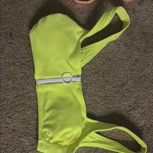 Neon Yellow Bikini Top with Front Zipper